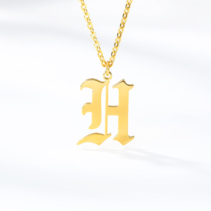 Ancient English Alphabet Initials Necklace Stainless Steel Necklace