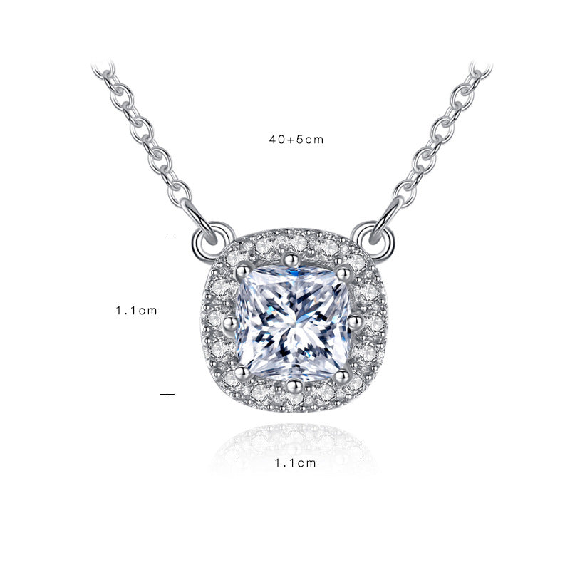 S925 Sterling Silver Necklace 3A Zircon Silver Jewelry Lady Jewelry