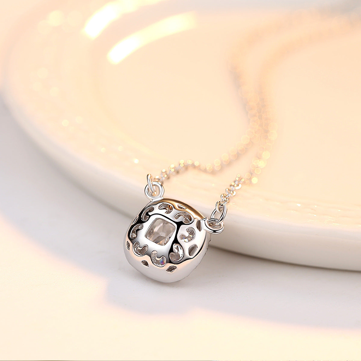 S925 Sterling Silver Necklace 3A Zircon Silver Jewelry Lady Jewelry