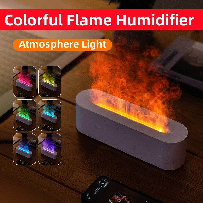2023 Flame Aroma Diffuser Air Humidifier Ultrasonic Cool Mist Maker Fogger Led Essential Oil Lamp Realistic Fire Difusor